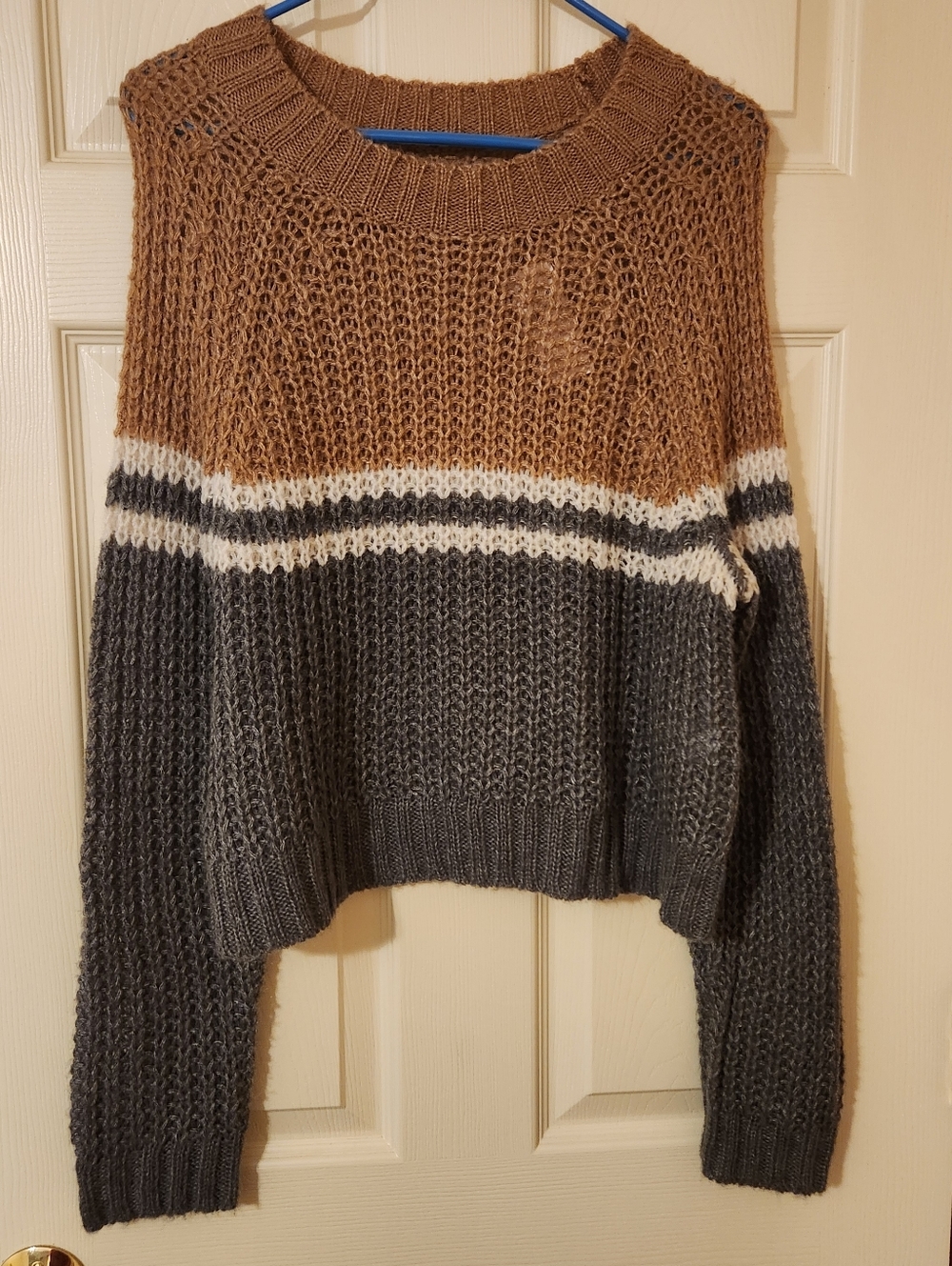American Eagle Wool Blend Knit Sweater Womens Med Color Block  Academia NWT